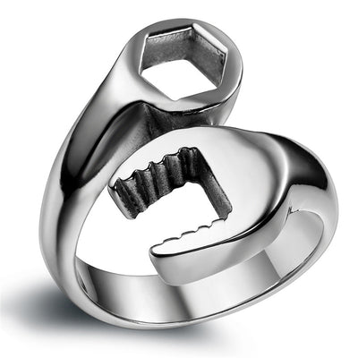 Unique Stainless Steel Bolt Screw Wrench Mechanical Biker Ring